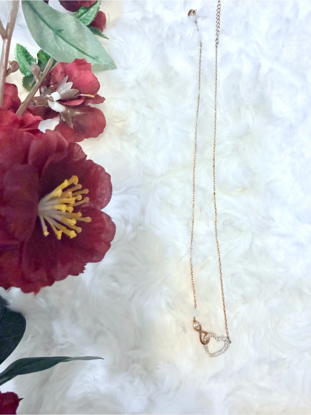 Swarovski Gold and Silver Heart & Infinity Crystal Pendant Necklace